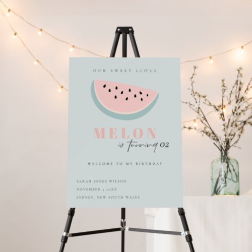 Our Little Melon Blue Any Age Birthday Welcome Foam Board