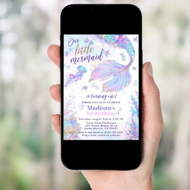 Our Little Mermaid 1st Birthday Invitation (Front Digital)