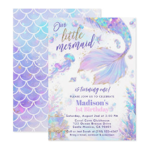 Our Little Mermaid 1st Birthday Invitation