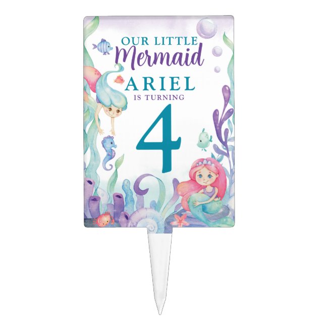 Our Little Mermaid Birthday Cake Topper (Front)