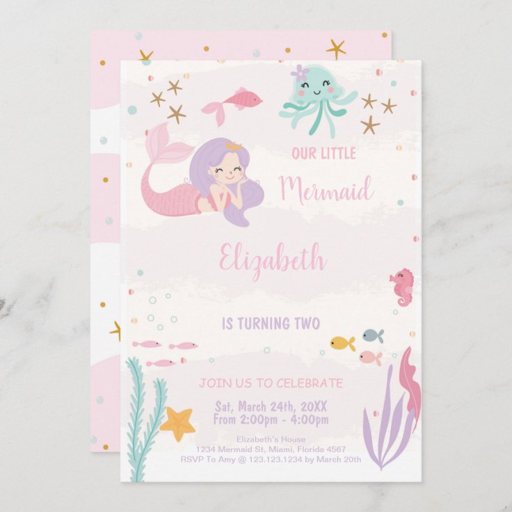 Our Little Mermaid Birthday Invitations Zazzle