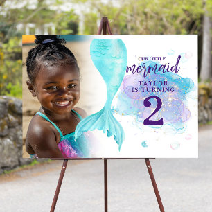 Our Little Mermaid Custom Photo Birthday Party Foam Board