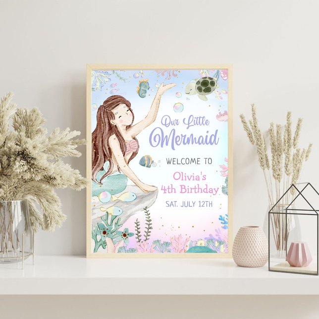 Our Little Mermaid Girl 4th Birthday Party Foam Board (Creator Uploaded)