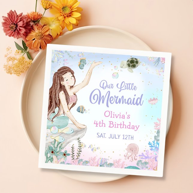 Our Little Mermaid Girl 4th Birthday Party  Napkins (Creator Uploaded)