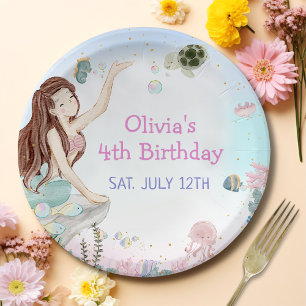 Our Little Mermaid Girl 4th Birthday Party Paper Plates