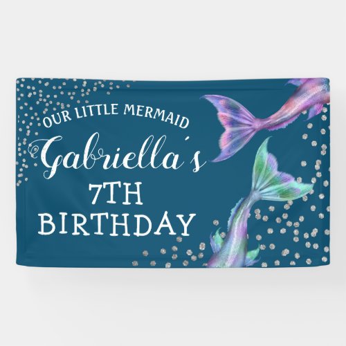 Our Little Mermaid Glitter Birthday Banner