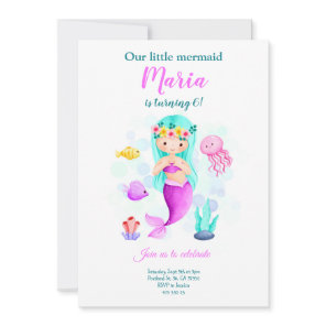 Our Little Mermaid Ocean Girl Birthday Invitation