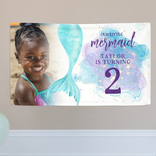 Our Little Mermaid Photo Birthday Party Banner