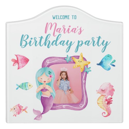 Our Little Mermaid Photo Birthday Party Door Sign