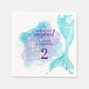 Our Little Mermaid Photo Birthday Party Napkins
