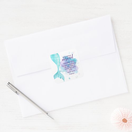 Our Little Mermaid Photo Birthday Party Square Sticker