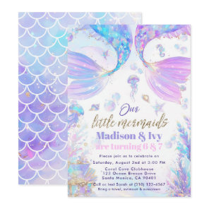 Our Little Mermaids Joint Birthday Invitation