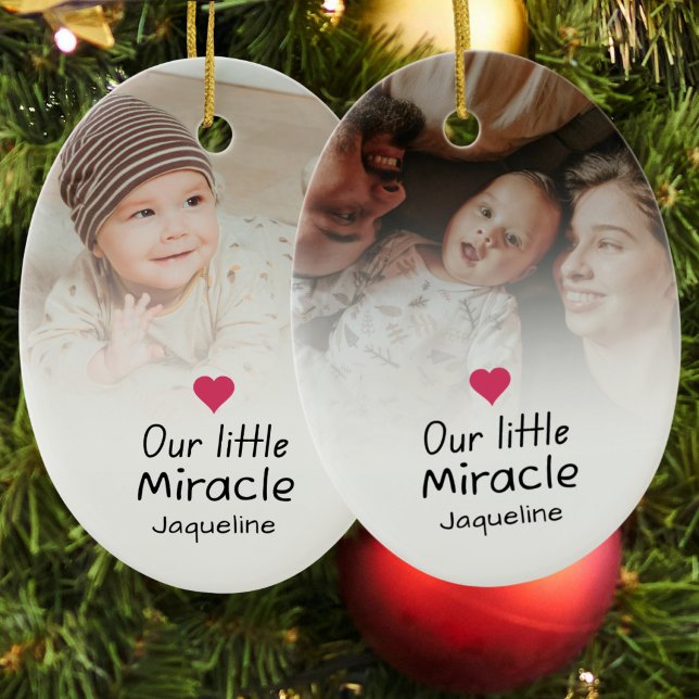 Our Little Miracle Baby Newborn Photo Keepsake  Ceramic Ornament (Creator Uploaded)