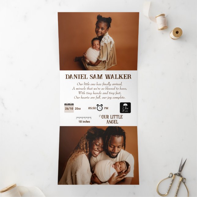 "Our Little Miracle" customizable birth  Tri-Fold Announcement (Inside)