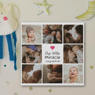 Our Little Miracle Cute Heart Baby Photo Collage Faux Canvas Print