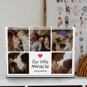 Our Little Miracle New Parents Baby Photo Collage  Block