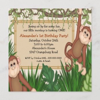 Our Little Monkey 1st Birthday Invitation by celebrateitinvites at Zazzle