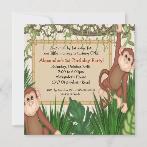 Our little Monkey 1st Birthday Invites