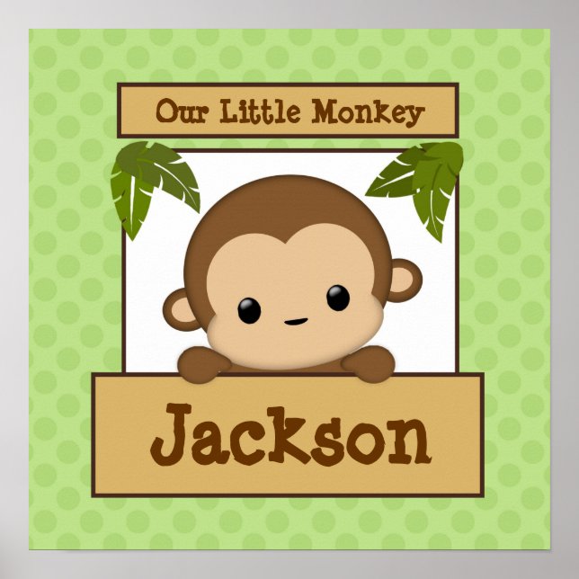 Our Little Monkey Art Print Personalized Name (Front)