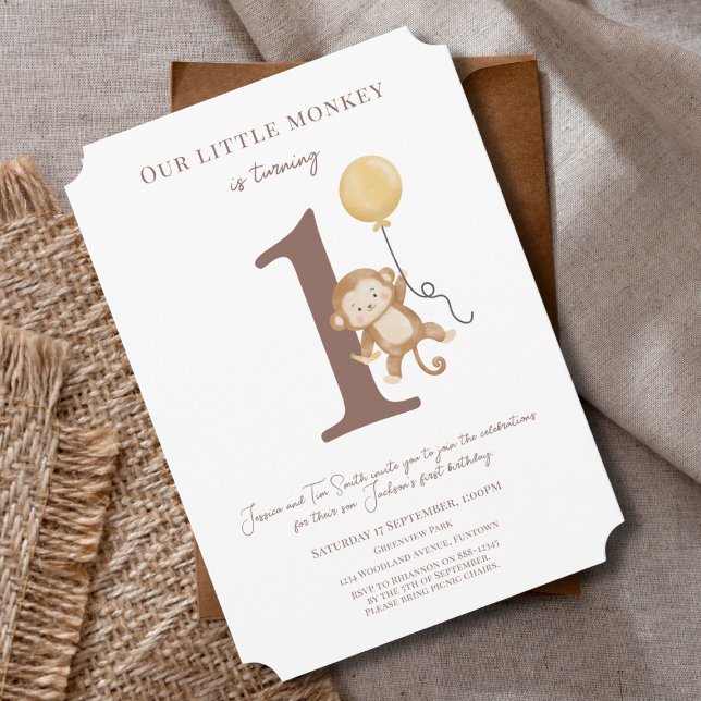 Our Little Monkey baby boy 1st Birthday invitation (Creator Uploaded)