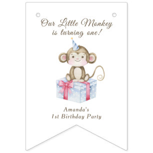 Our Little Monkey First Birthday Bunting Flags
