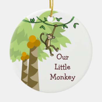 Our Little Monkey Personalized Photo Baby Ceramic Ornament by ornamentcentral at Zazzle