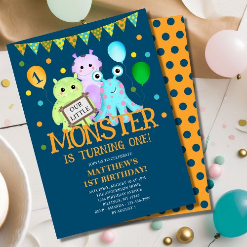Our Little Monster 1st Birthday  Invitation