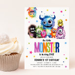 Our Little Monster 1st Birthday Party Invitation<br><div class="desc">Fun and colorful 1st Birthday Party Invitation. Our Little Monster is turning ONE! Design features a group of funny cute colorful watercolor monsters,  star confetti,  bold rainbow text and a modern birthday party template that is easy to customize.</div>