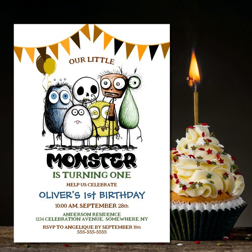 Our Little Monster 1st Birthday Party Invitation