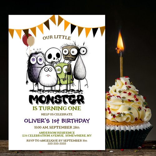 Our Little Monster 1st Birthday Party Invitation