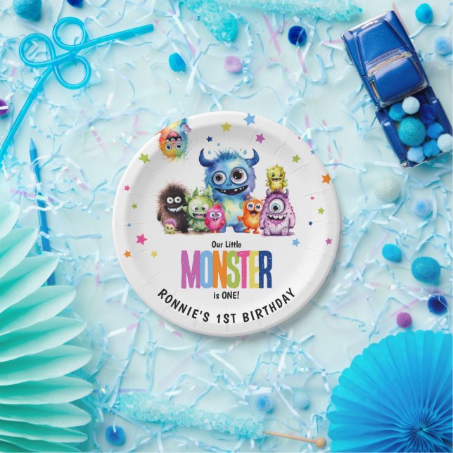 Our Little Monster 1st Birthday Party Paper Plates (Party)