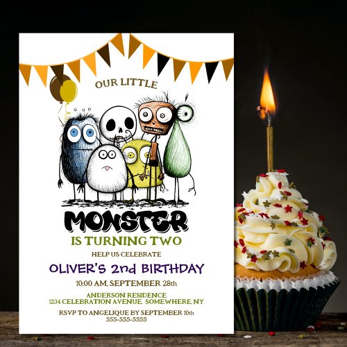 Our Little Monster 2nd Birthday Party Invitation