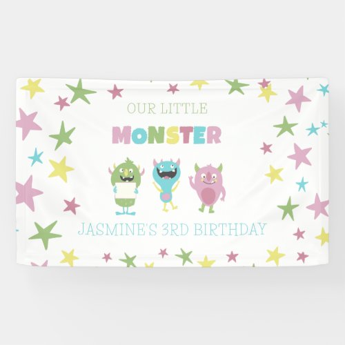 Our little monster  birthday  banner
