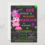 Our Little monster birthday invitation for girl<br><div class="desc">Our Monster birthday invitation for girl Little monster invitation Monster bash party invite. This cute pastel colors lil monster invitation featuring cute pink monster with a balloon, purple one eyed monster, small cake with one candle and some colored blots around. Surprise your friends with this brightfull and colorful invitation! Simply...</div>