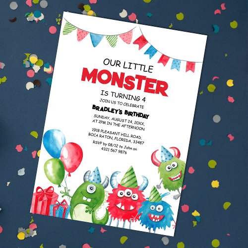 Our Little Monster Birthday Party Invitation