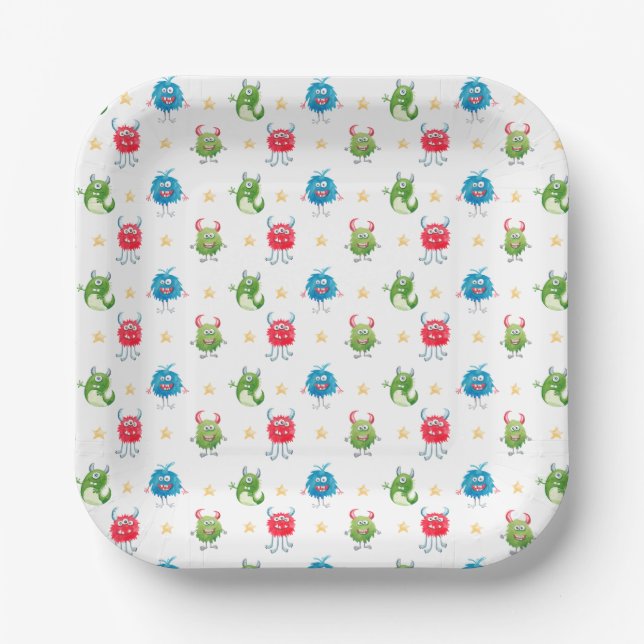 Our Little Monster Birthday Party Paper Plates (Front)