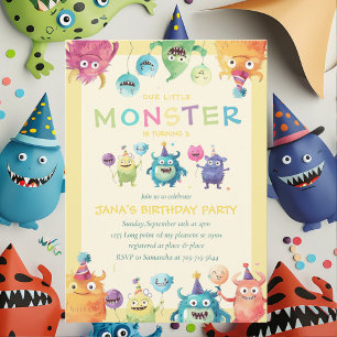 Our Little Monster   Colorful Three Monsters   Invitation