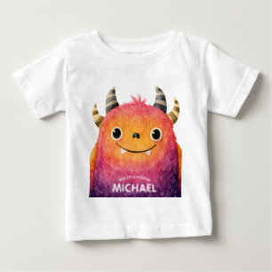 Our Little Monster Cute Watercolor Art Name Baby T-Shirt