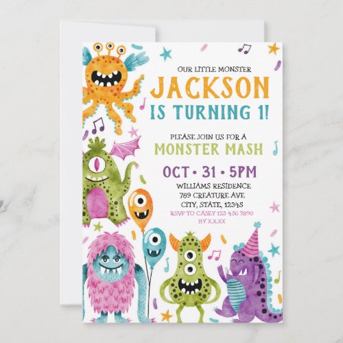 Our Little Monster First Birthday Party Invitation