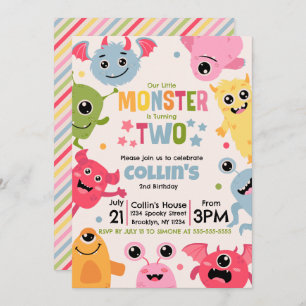 Our Little Monster Is Turing Two Invitation