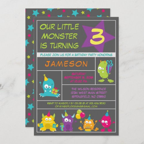 Our Little Monster is turning Birthday Invitation