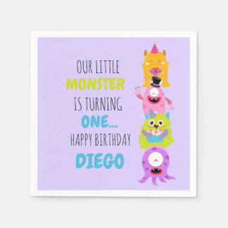 Our Little Monster is Turning One Napkins