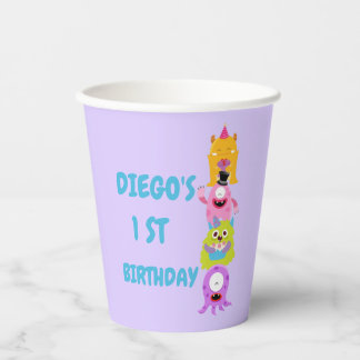 Our Little Monster is Turning One Paper Cups