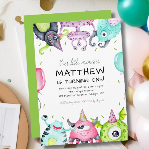 Our Little Monster Kids 1st Birthday Party Invitation