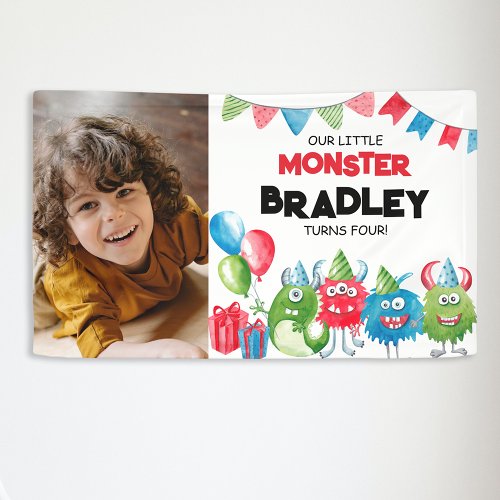 Our Little Monster  Photo Birthday Party Banner