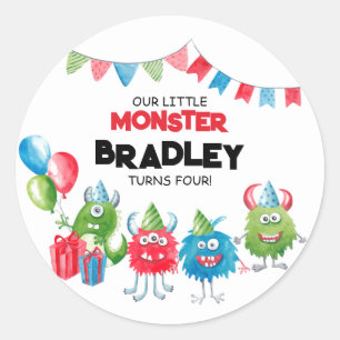 Our Little Monster Photo Birthday Party Classic Round Sticker