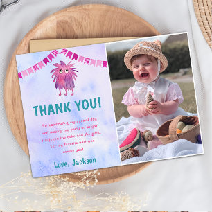 Our Little Monster Photo Birthday Party Thank Yo Invitation