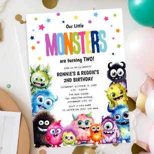 Our Little Monsters Joint Birthday Party Invitation