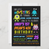 Our Little Monsters Joint Birthday Party Invite (Front)