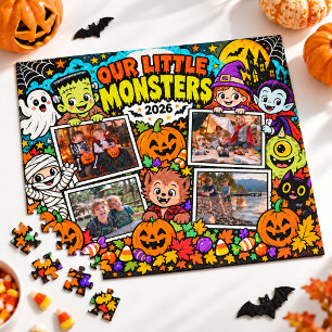 Our Little Monsters Personalized Halloween Photo Jigsaw Puzzle